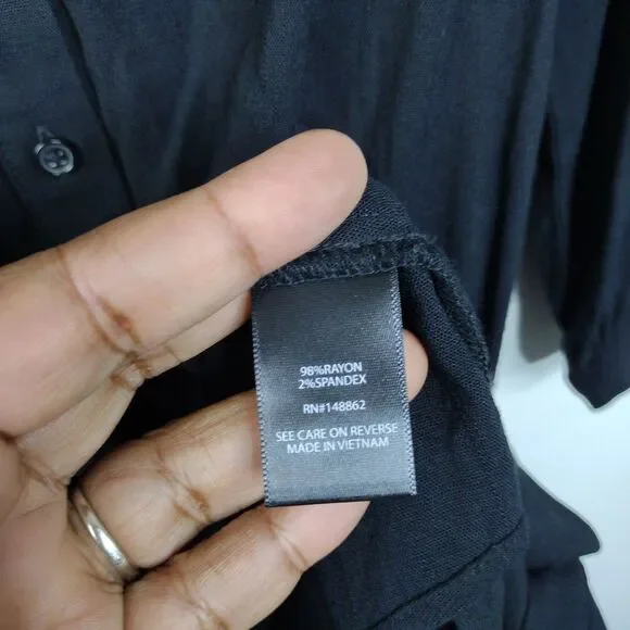 Torrid Mini Rayon Slub Button Down Shirtdress Plus Size 2X Black Pockets - Picture 8 of 9